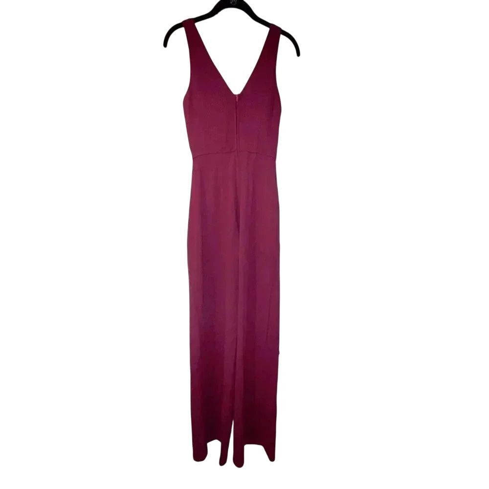 Crystal‎ Sky Elegant Burgundy Maxi Dress V-Neck Formal Evening Gown E56